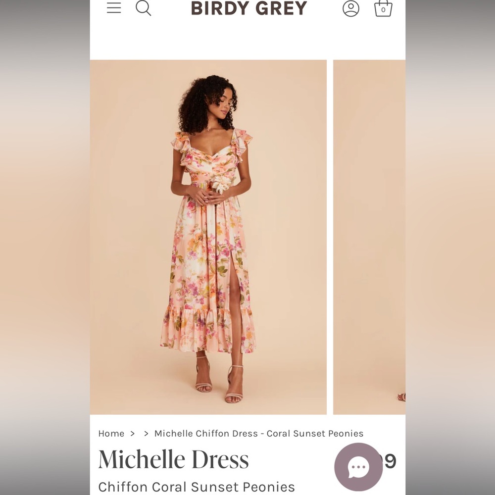 Birdy Grey Coral Sunset Peonies Michelle Dress (Size XS)